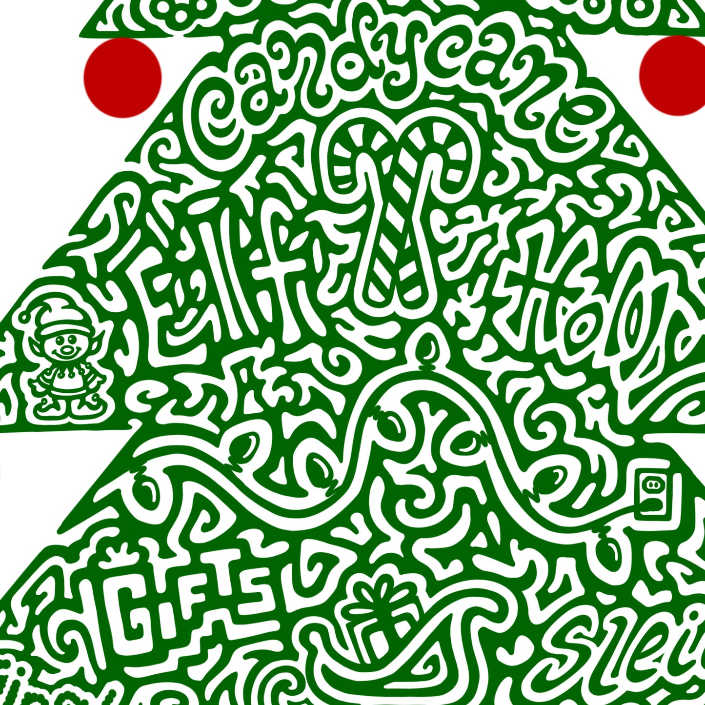 Christmas Tree- Color- Hidden Wordart- Youth