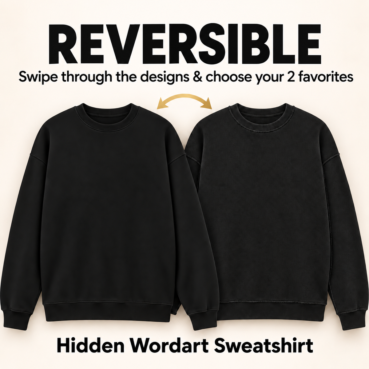 Black Reversible Hidden Wordart PITTSBURGH Sweatshirt- Choose Your Designs