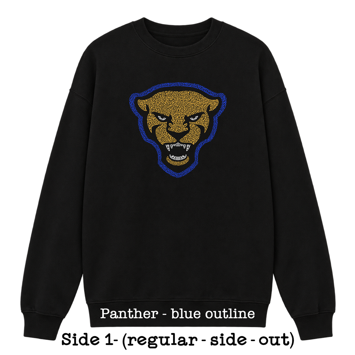 Black Reversible Hidden Wordart PITTSBURGH Sweatshirt- Choose Your Designs