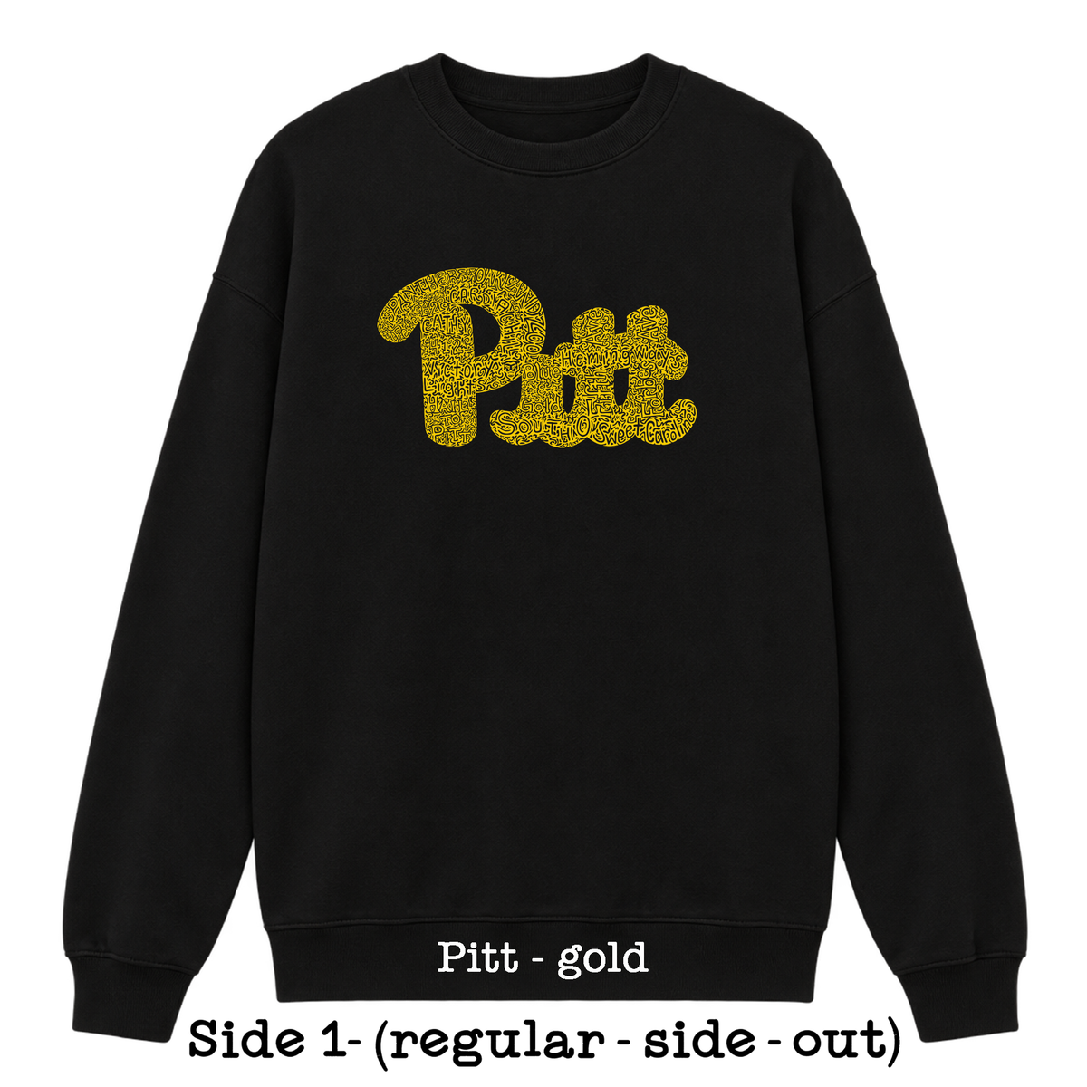 Black Reversible Hidden Wordart PITTSBURGH Sweatshirt- Choose Your Designs