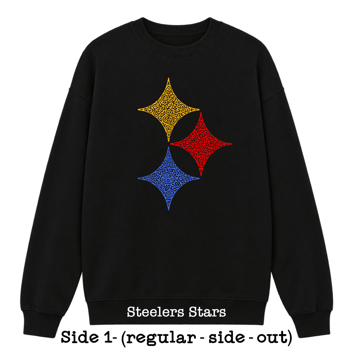 Black Reversible Hidden Wordart PITTSBURGH Sweatshirt- Choose Your Designs
