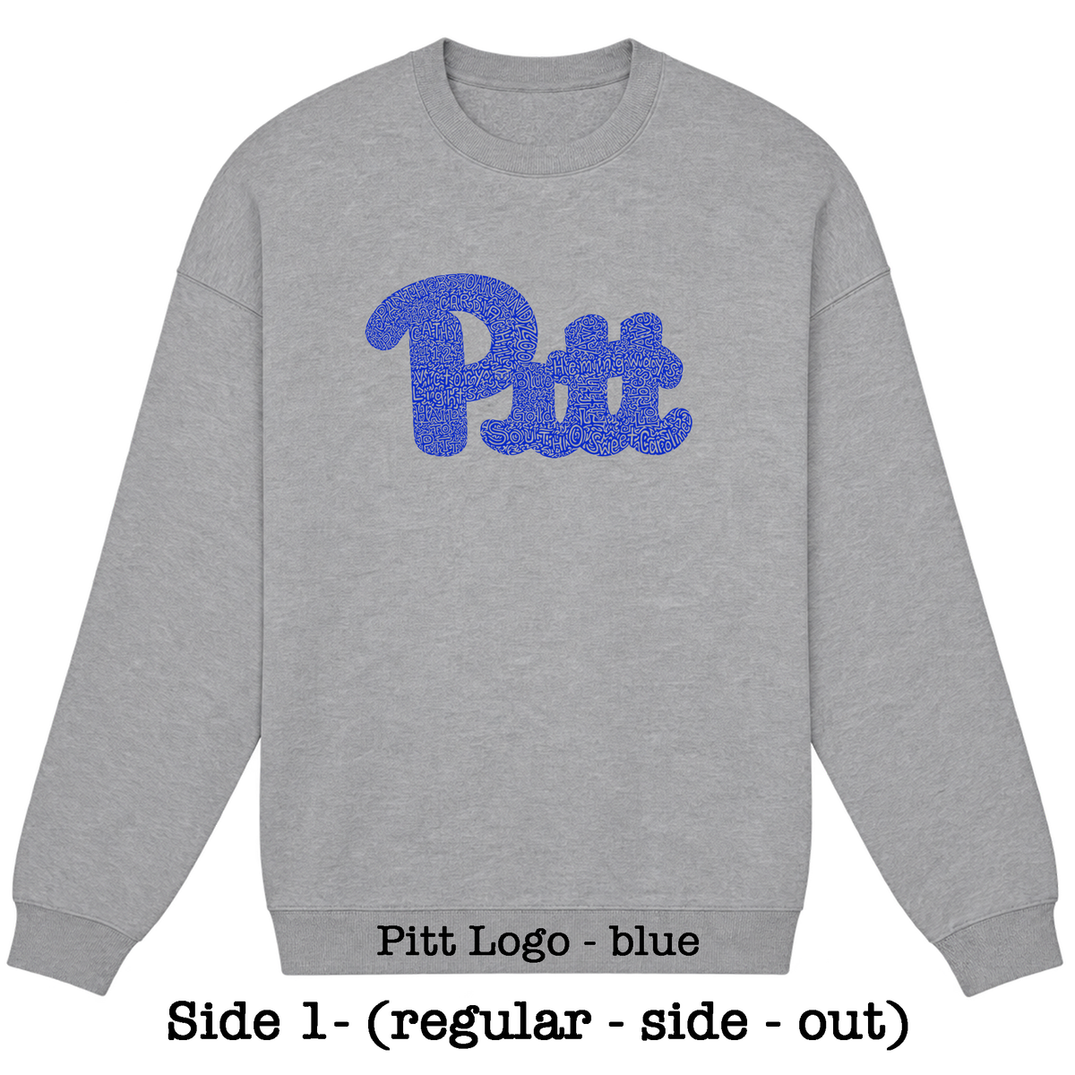 Gray Reversible Hidden Wordart PITTSBURGH Sweatshirt- Choose Your Designs
