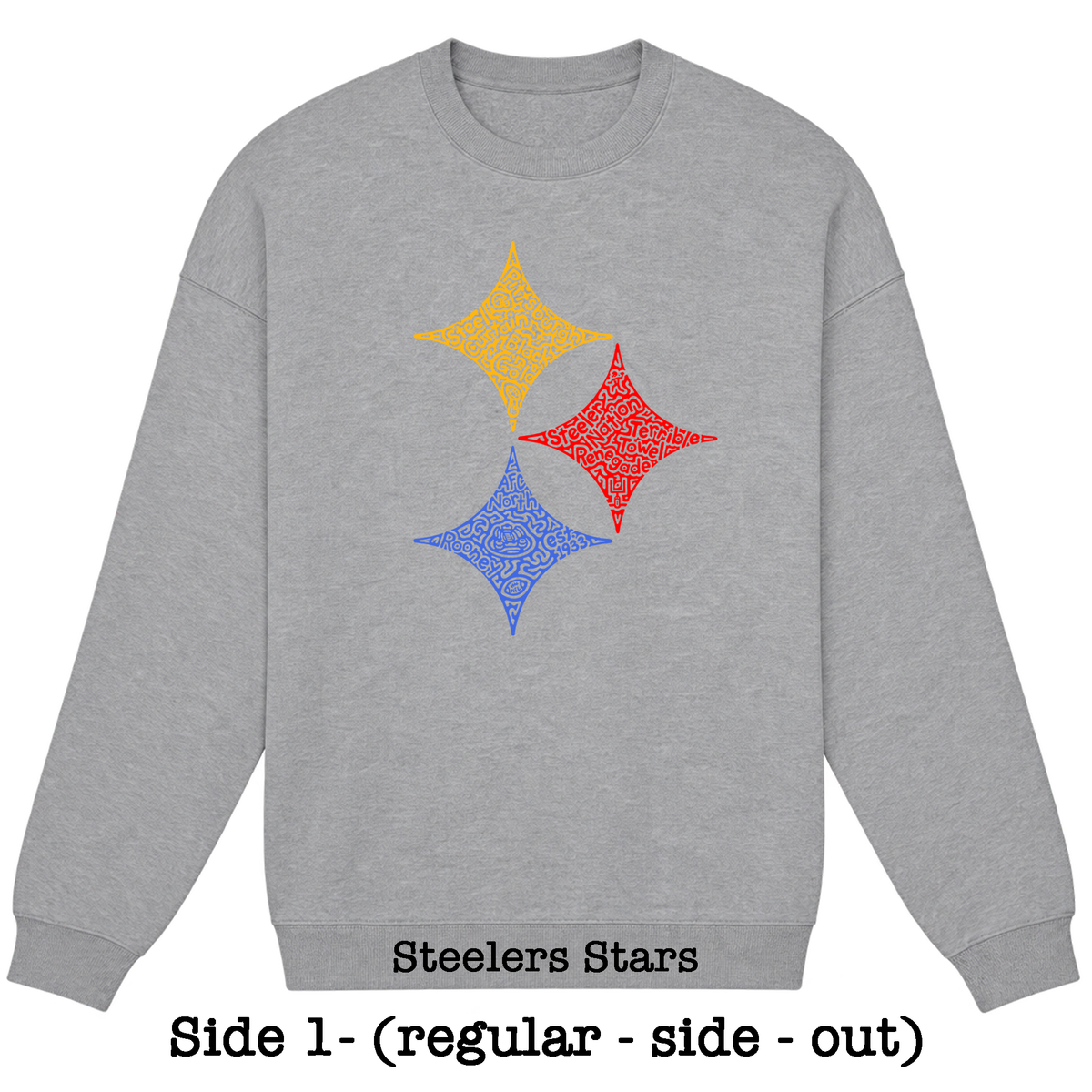Gray Reversible Hidden Wordart PITTSBURGH Sweatshirt- Choose Your Designs