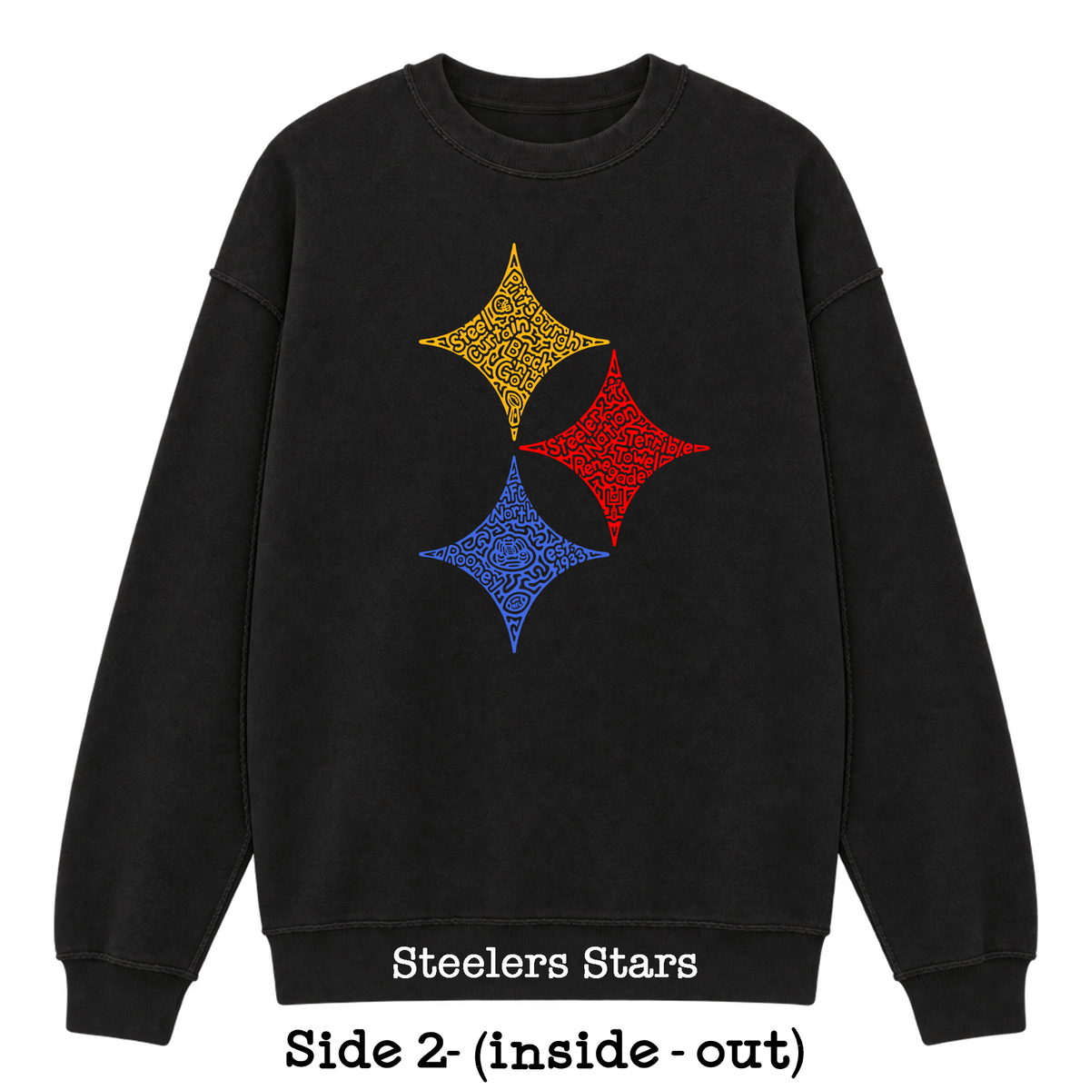 Black Reversible Hidden Wordart PITTSBURGH Sweatshirt- Choose Your Designs