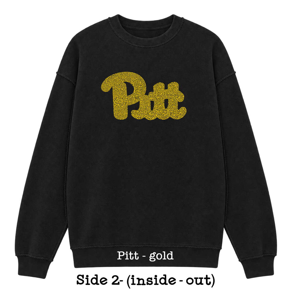 Black Reversible Hidden Wordart PITTSBURGH Sweatshirt- Choose Your Designs