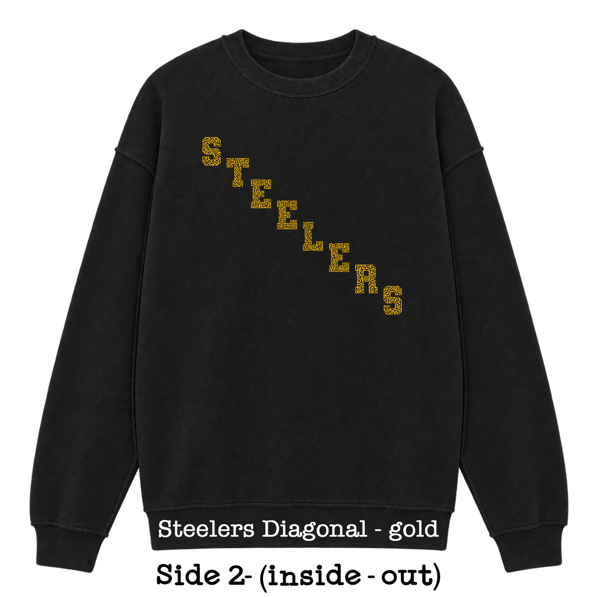 Black Reversible Hidden Wordart PITTSBURGH Sweatshirt- Choose Your Designs