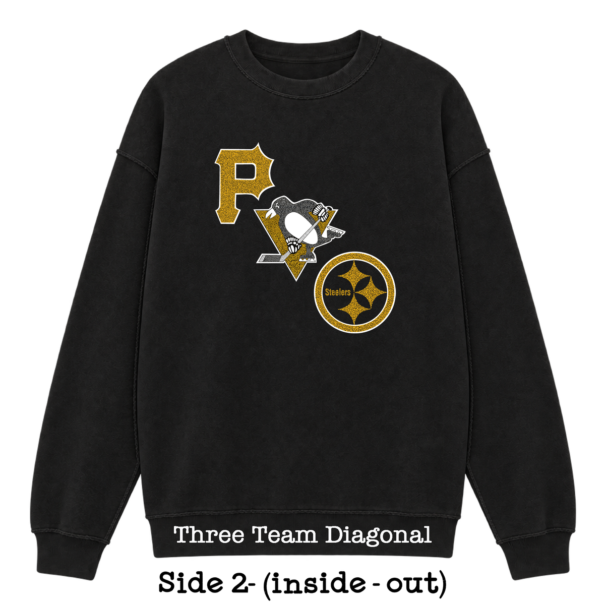 Black Reversible Hidden Wordart PITTSBURGH Sweatshirt- Choose Your Designs