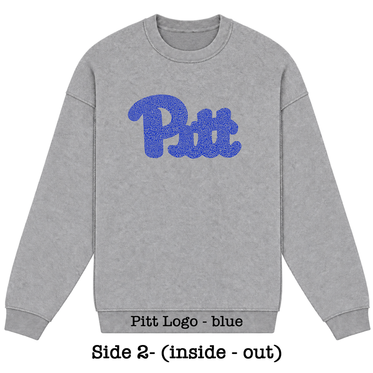 Gray Reversible Hidden Wordart PITTSBURGH Sweatshirt- Choose Your Designs