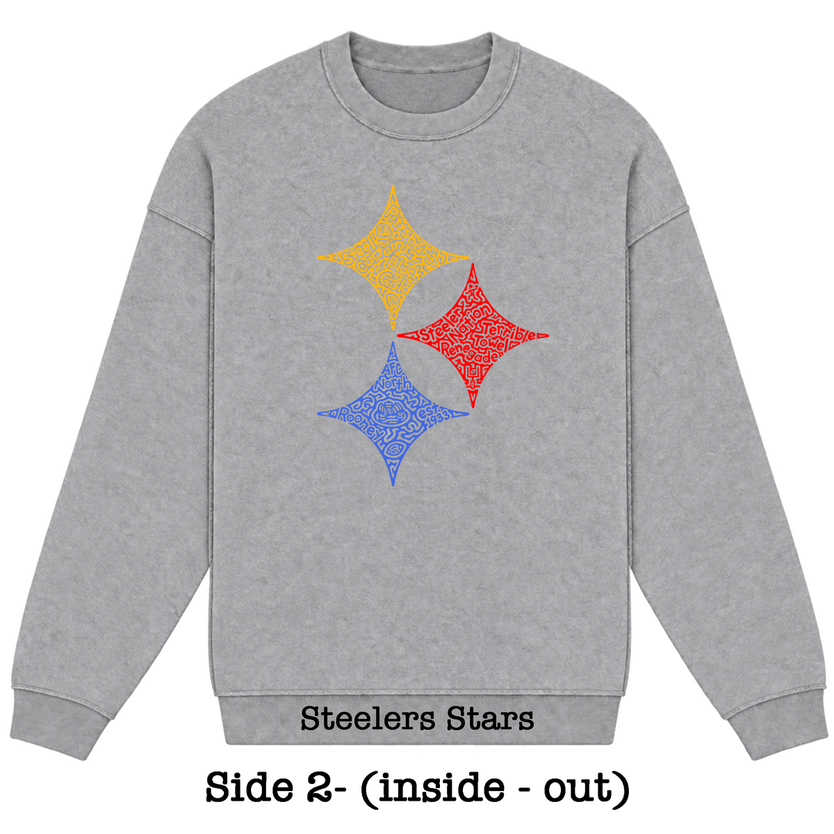 Gray Reversible Hidden Wordart PITTSBURGH Sweatshirt- Choose Your Designs