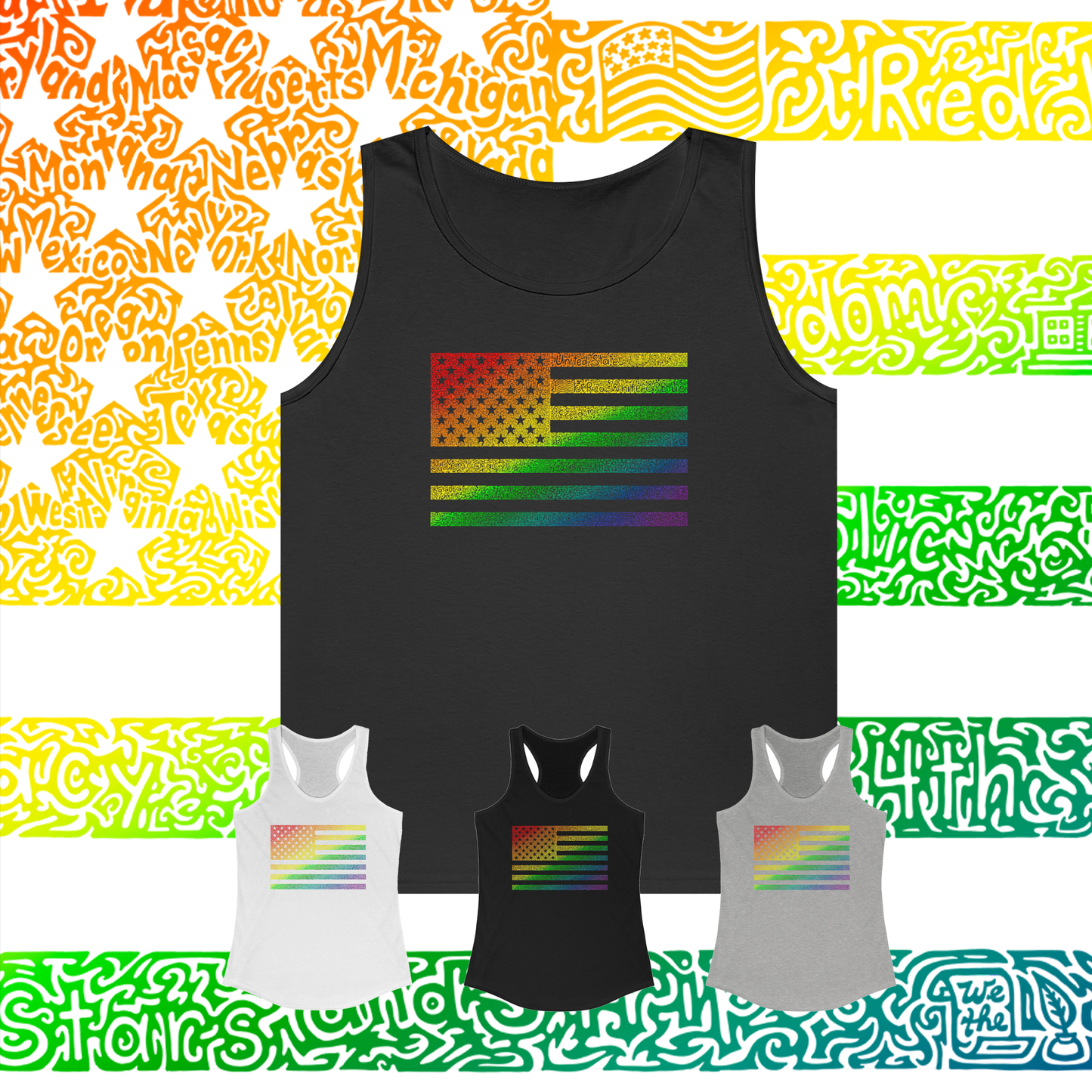 US Flag Rainbow tank top